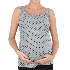 Gray Black Polka Dot Maternity Nursing Tank Top